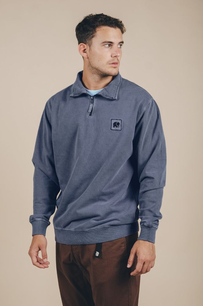 TrendsplantSweaterSauceLoopbackPigmentDyedQuarterZipSweaterFadedNavy