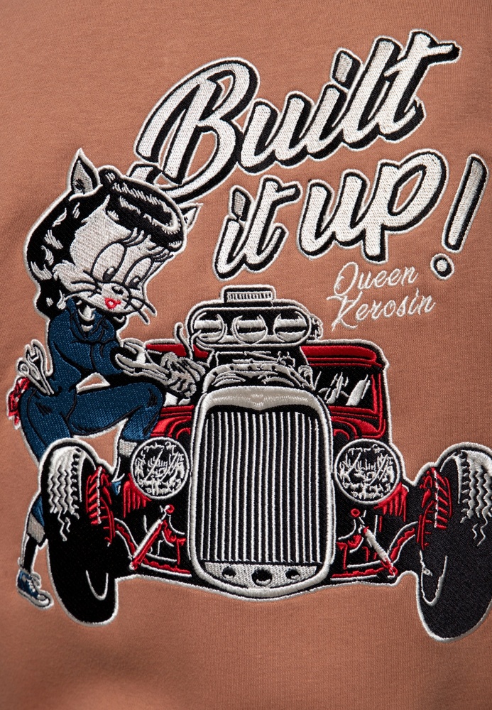 QueenKerosinDamenCollegeSweatJacketBuiltItUpQKI34002Latte-XS