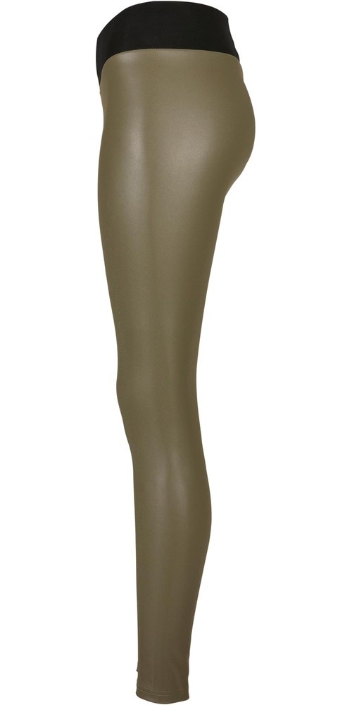 UrbanClassicsDamenLadiesFauxLeatherHighWaistLeggingsOlive-3XL