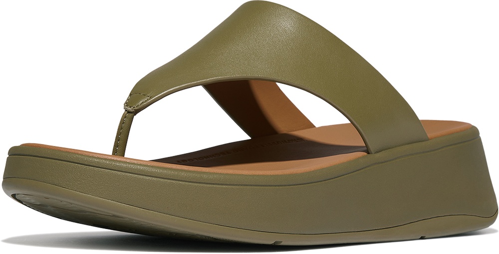 FitFlopDamenFlipFlopsF-ModeLeatherFlatformToe-PostSandalsFW4Camo-Green-37