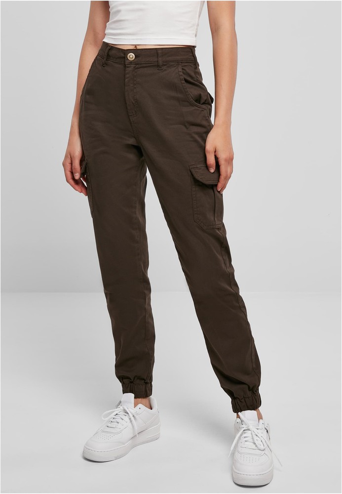 UrbanClassicsDamenHoseLadiesHighWaistCargoPantsBrown-26
