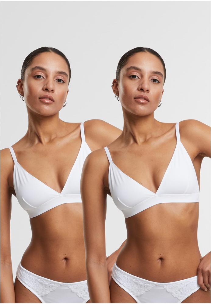 UrbanClassicsDamenbgelloserBHLadiesBasicUnpaddedBra2-PackTB7655AWhite-L