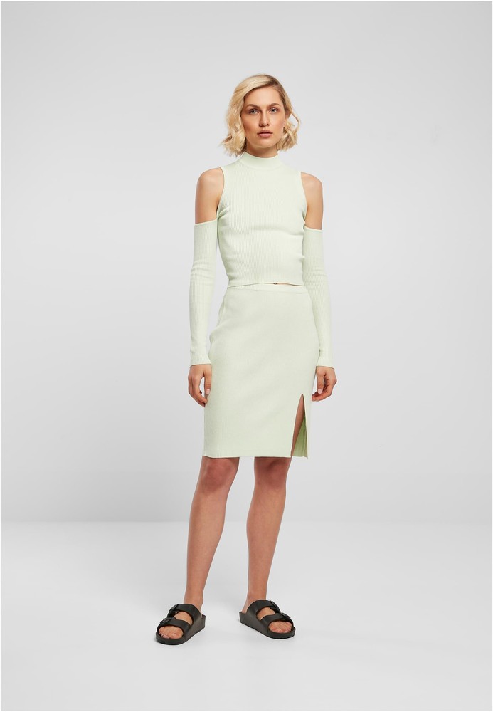 UrbanClassicsDamenLadiesRibKnitCutOutSleeveLongsleeveLightmint-3XL