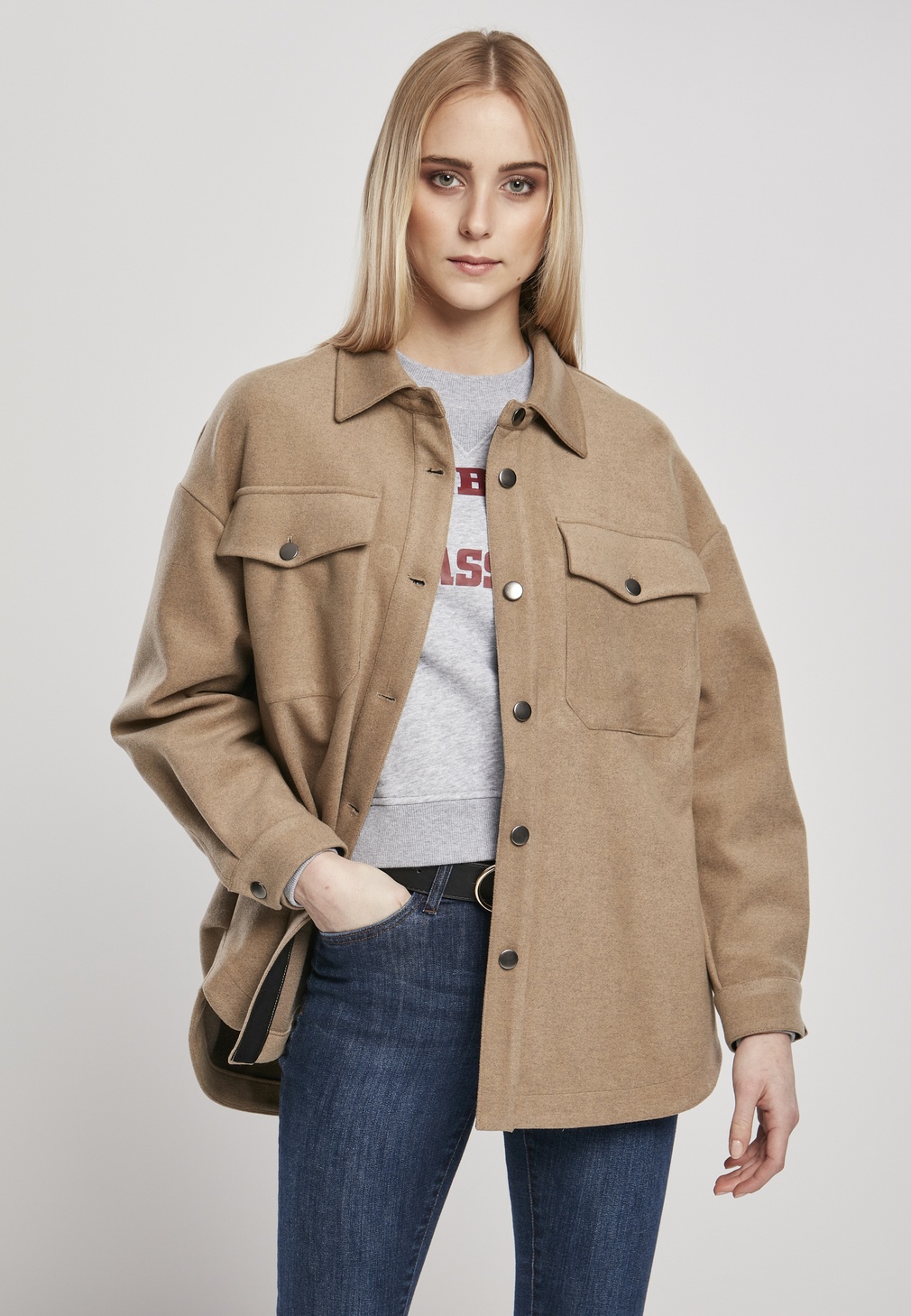 UrbanClassicsFemaleShirtLadiesClassicOvershirtLightground