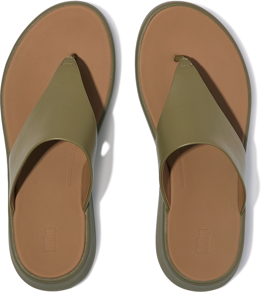 FitFlopDamenFlipFlopsF-ModeLeatherFlatformToe-PostSandalsFW4Camo-Green-37