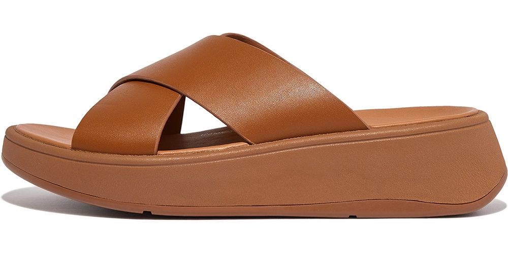 FitFlopDamenSandalenF-ModeLeatherFlatformCrossSlidesFW5LightTan-37