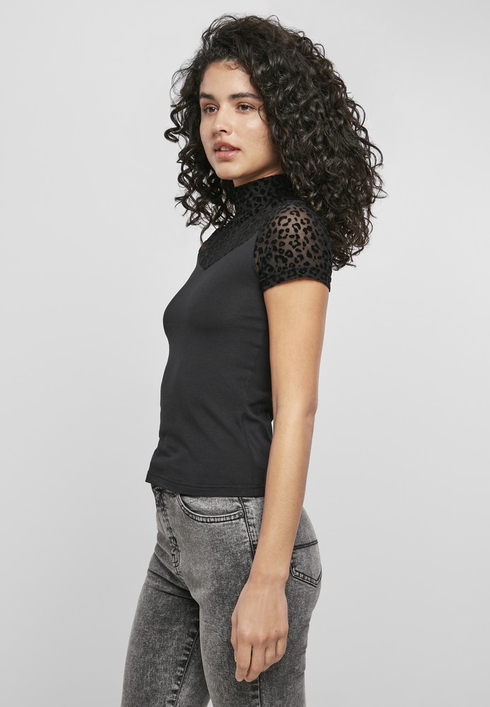 UrbanClassicsDamenT-ShirtLadiesFlockLaceTurtleneckTee