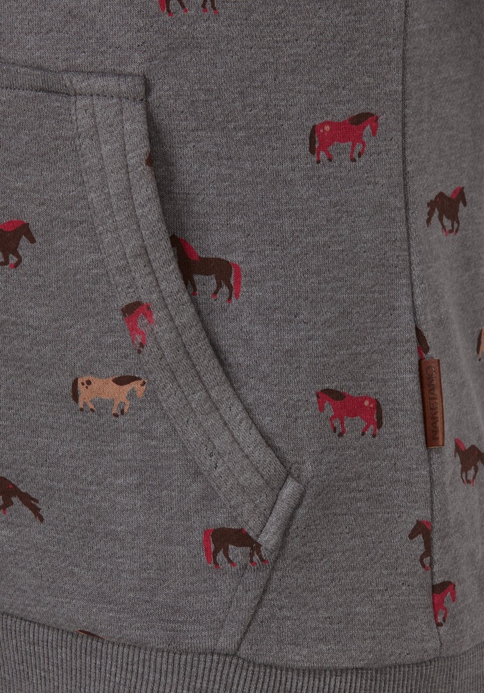 NaketanoDamenSweatjackeBrazzo1801-0301DarkGreyMelangeSmallHorses-XS