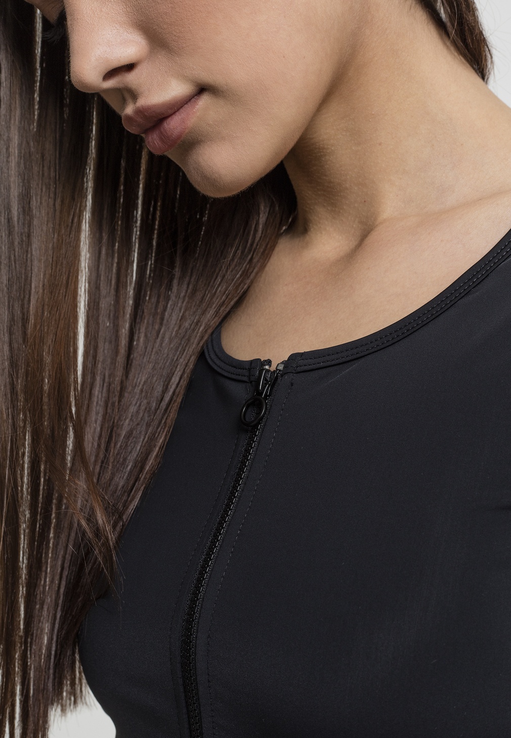 UrbanClassicsFemaleShirtLadiesSideStripeCroppedZipTopNavyFireRedWhite