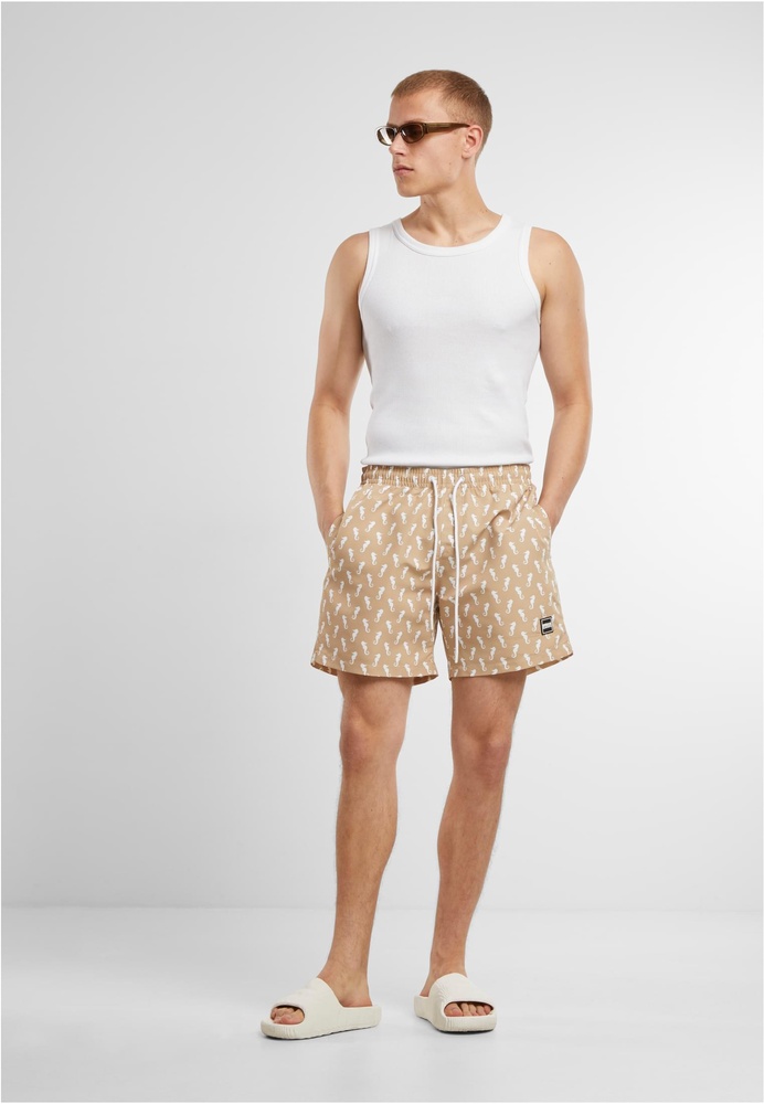 UrbanClassicsBadeshortsPatternSwimShortsTB2679Beigeseahorse-3XL