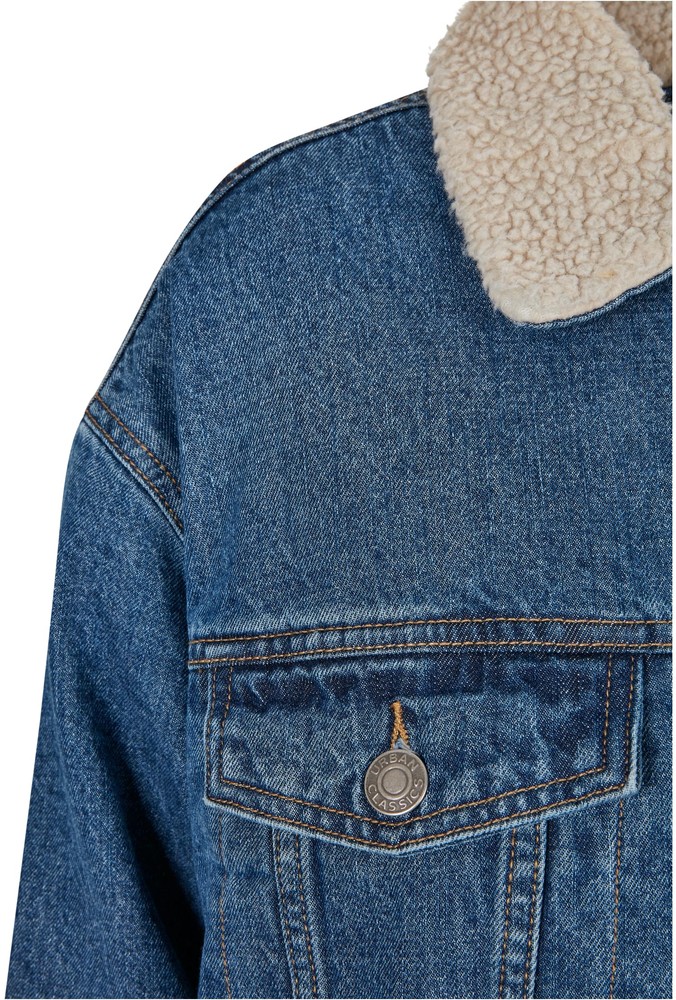 UrbanClassicsDamenJackeLadiesOversizedSherpaDenimJacketClearblueWashed-3XL