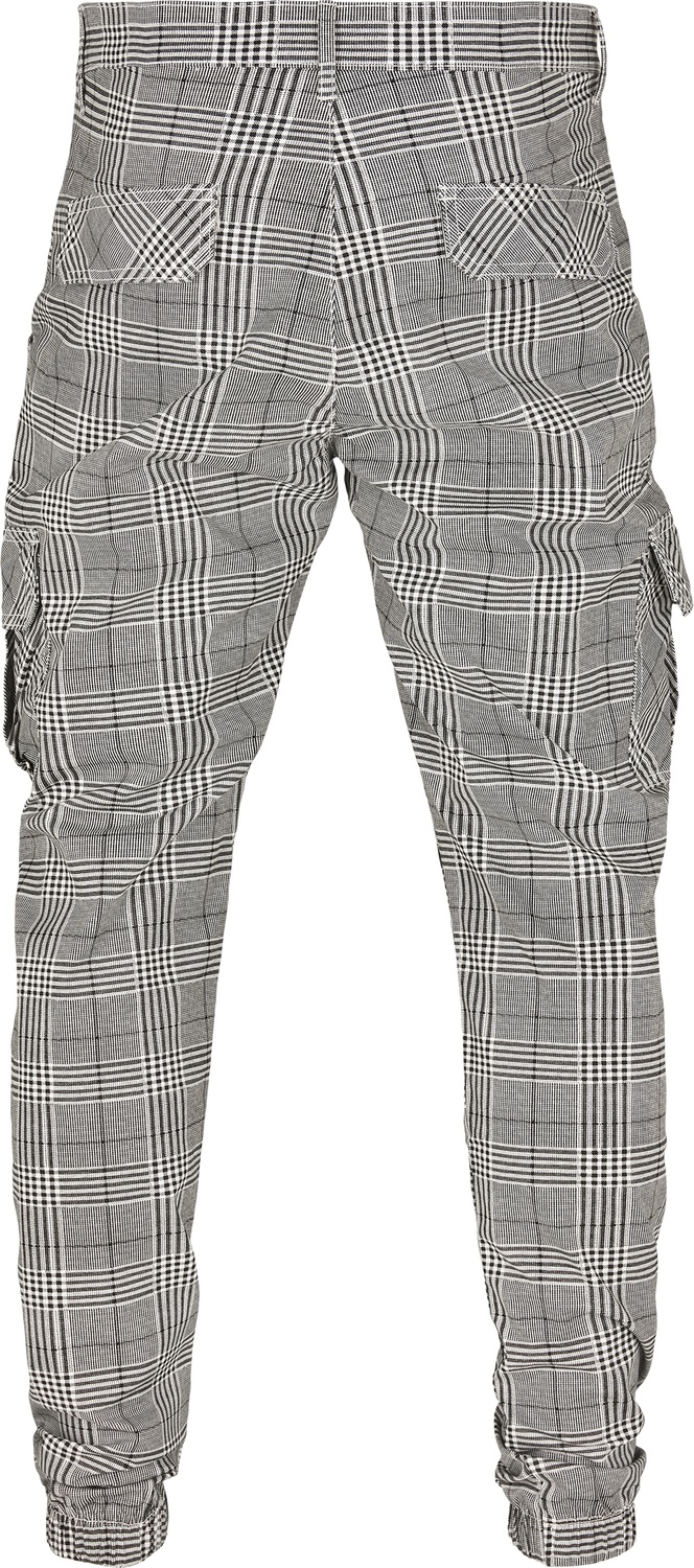 UrbanClassicsHoseAOPGlencheckCargoJogPantsWhiteBlack