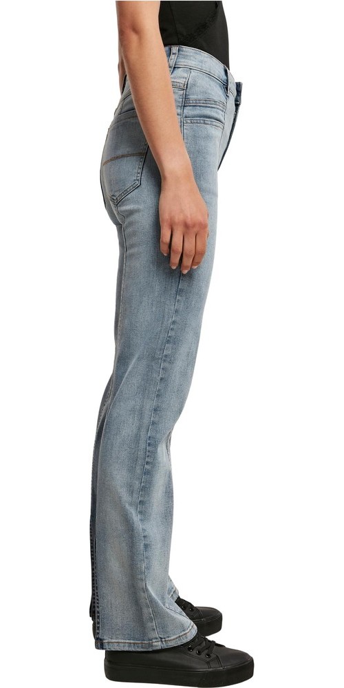 UrbanClassicsDamenLadiesHighWaistStraightSlitDenimPantsTintedlightbluewashed