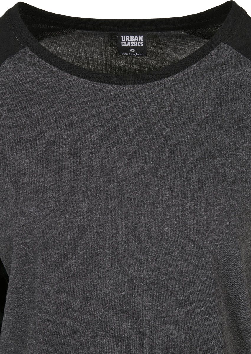 UrbanClassicsDamenLongsleeveLadiesContrastRaglanLongsleeveCharcoalBlack