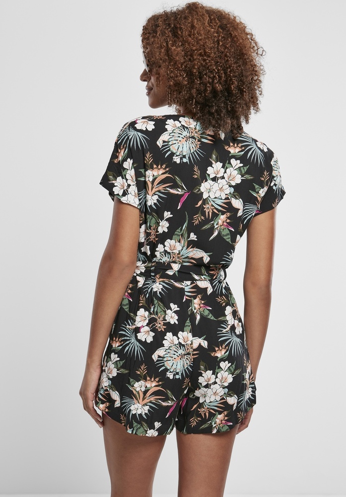 UrbanClassicsDamenOverallLadiesShortViscoseBeltJumpsuitBlackTropical-L