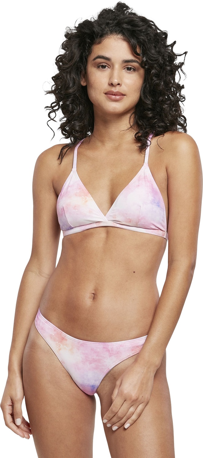 UrbanClassicsDamenLadiesTieDyeTriangleBackBikiniPinkMulticolor-L