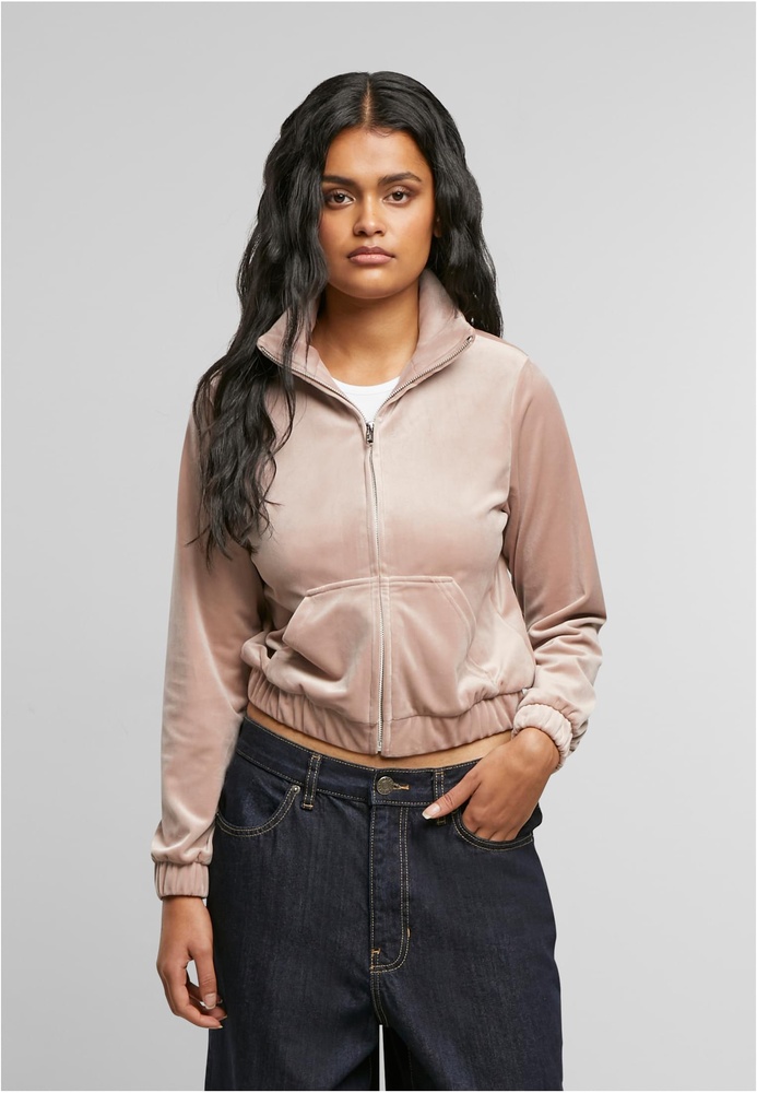 UrbanClassicsDamenLadiesShortVelvetTrackJacketTB7113Duskrose-3XL