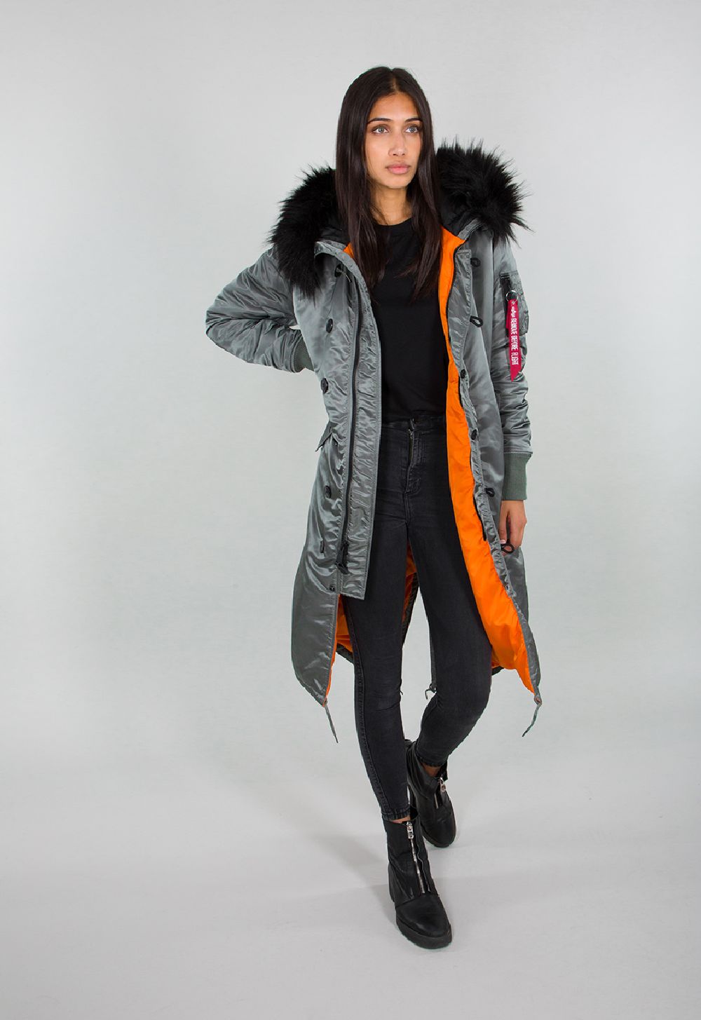 AlphaIndustriesDamenJackeLongFishtailWomenVintageGreen-XS