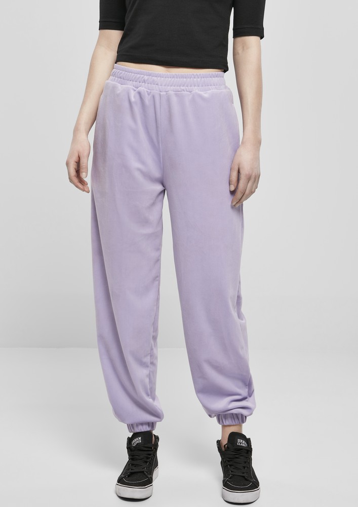 UrbanClassicsDamenLadiesHighWaistBallonVelvetSweatPantsLavender-3XL