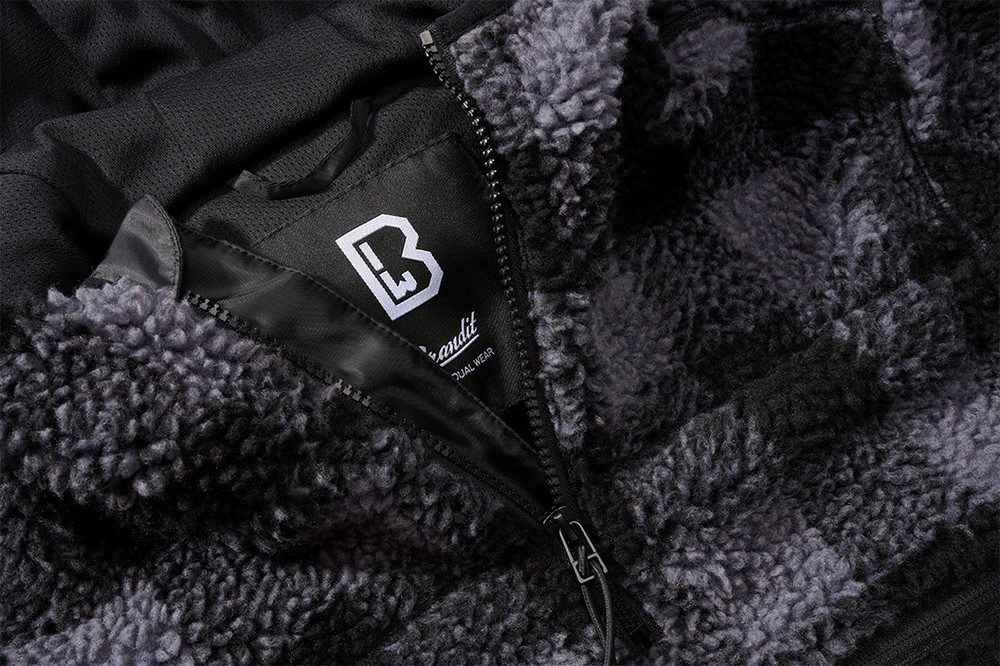 BranditHerrenSweatshirtTeddyfleeceWorkerPulloverBlackGrey-S