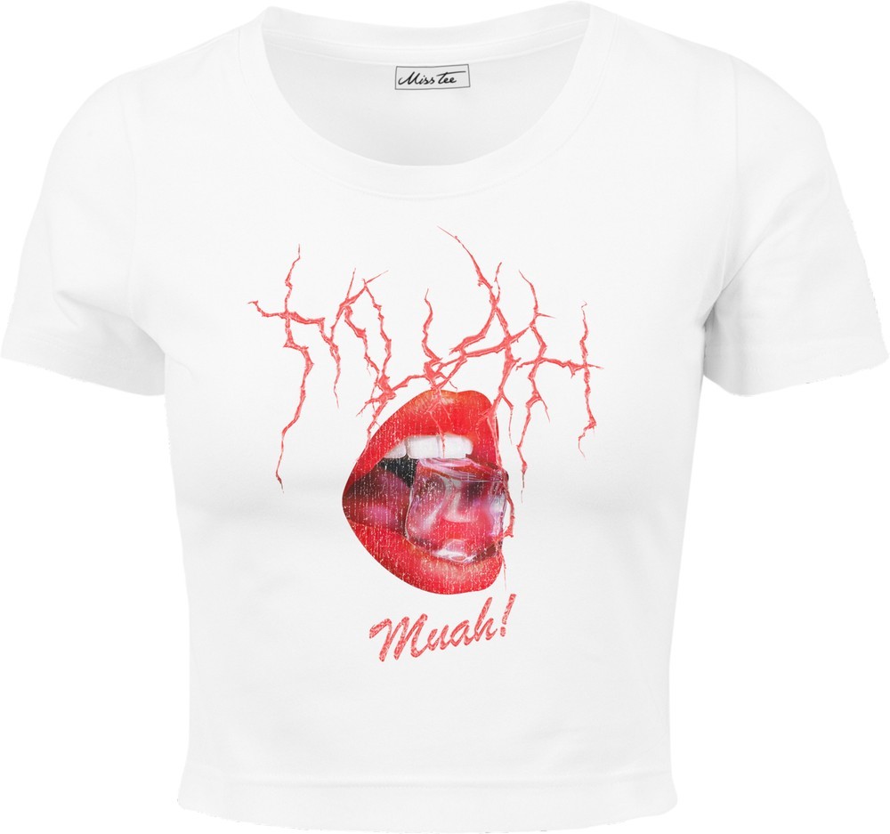 MissTeeDamenT-ShirtMuahCroppedTeeWhite-L