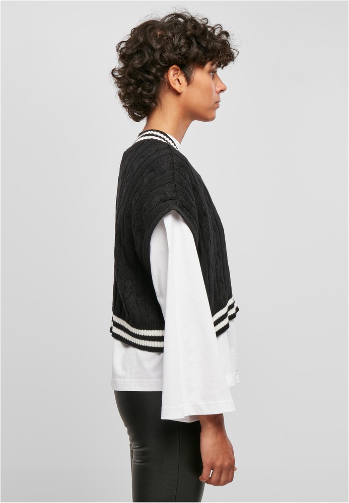 UrbanClassicsDamenSweatshirtLadiesCroppedKnitCollegeSlipoverBlack