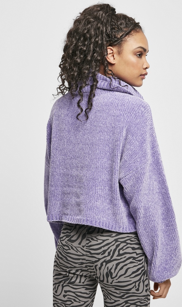 UrbanClassicsDamenSweatshirtLadiesShortChenilleTurtleneckSweaterLavender