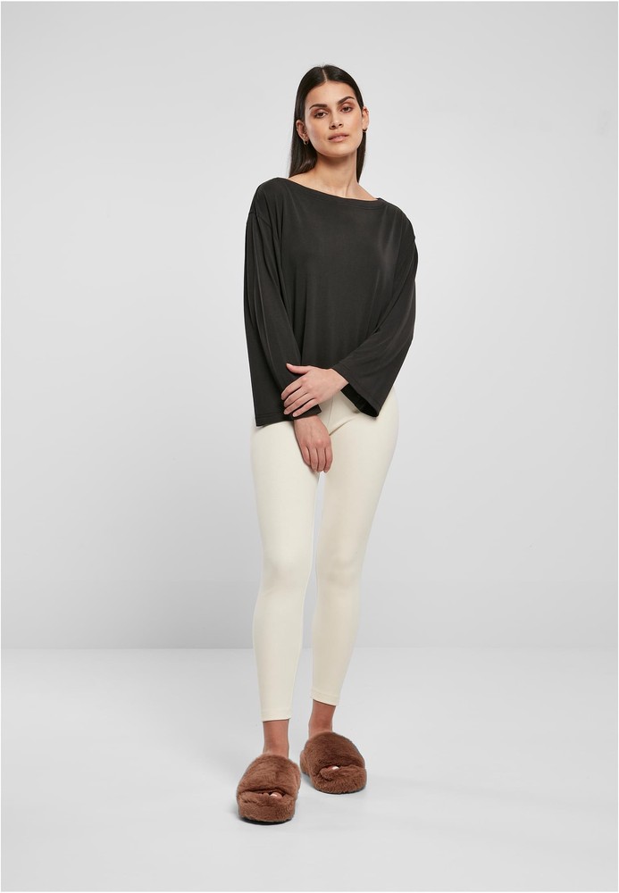 UrbanClassicsDamenLadiesShortModalBateauNecklinieLongsleeveBlack