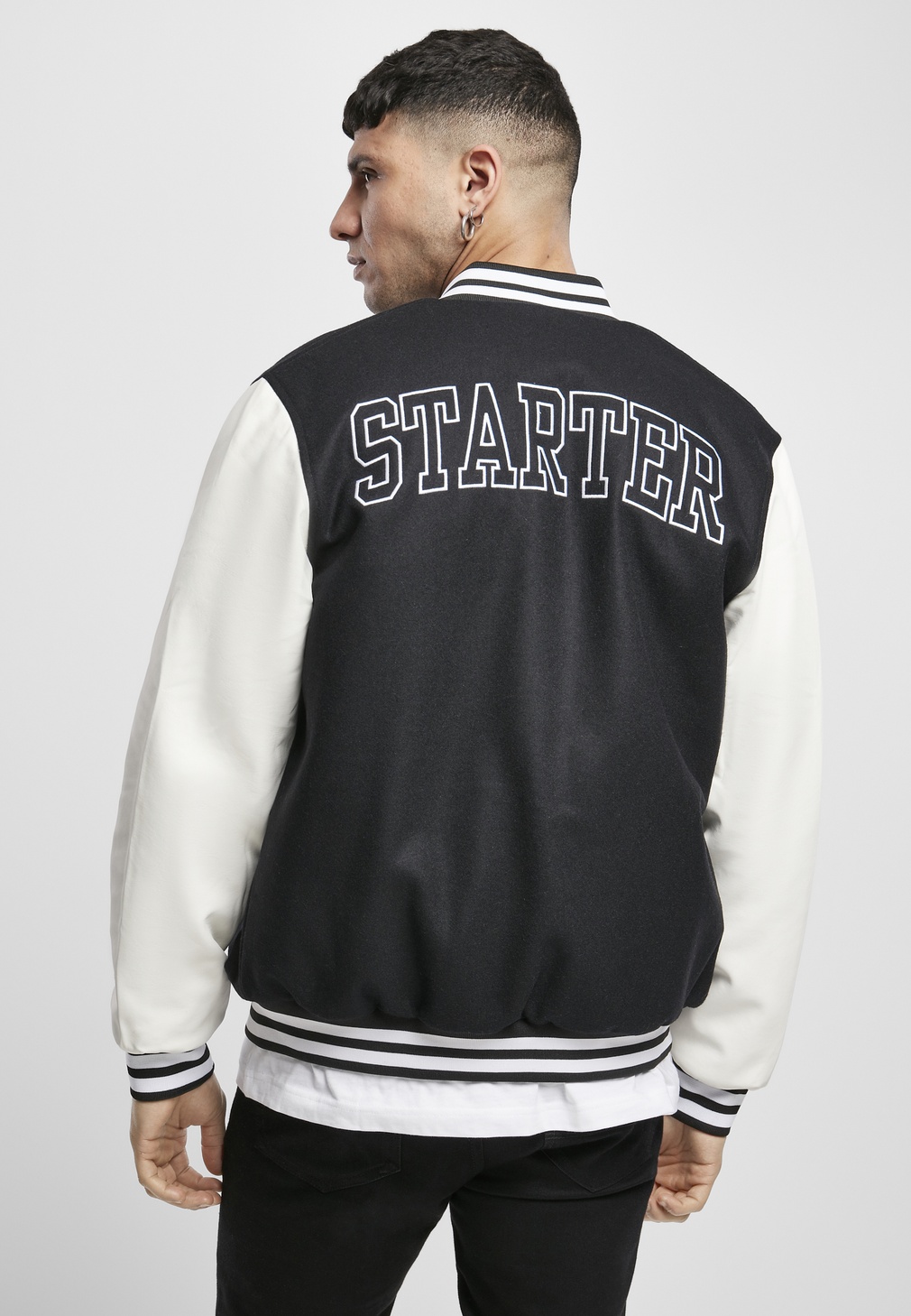StarterBlackLabelJackeStarterCollegeJacketBlackWhite