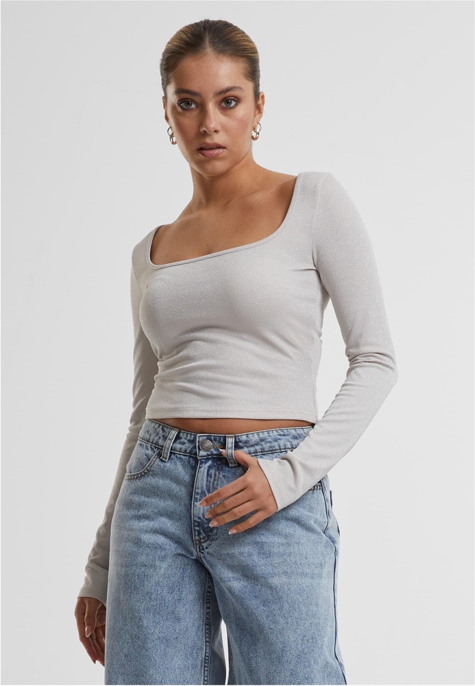 UrbanClassicsDamenLadiesGlitterSquareNeckLongsleeveTB6996
