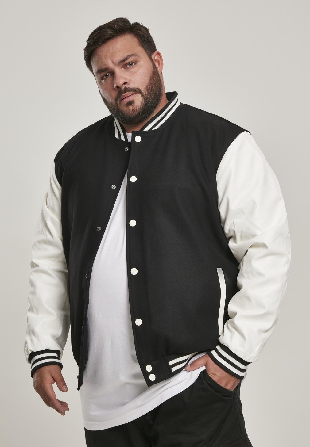 UrbanClassicsCollegeJackeOldschoolCollegeJacketBlackWhite-3XL