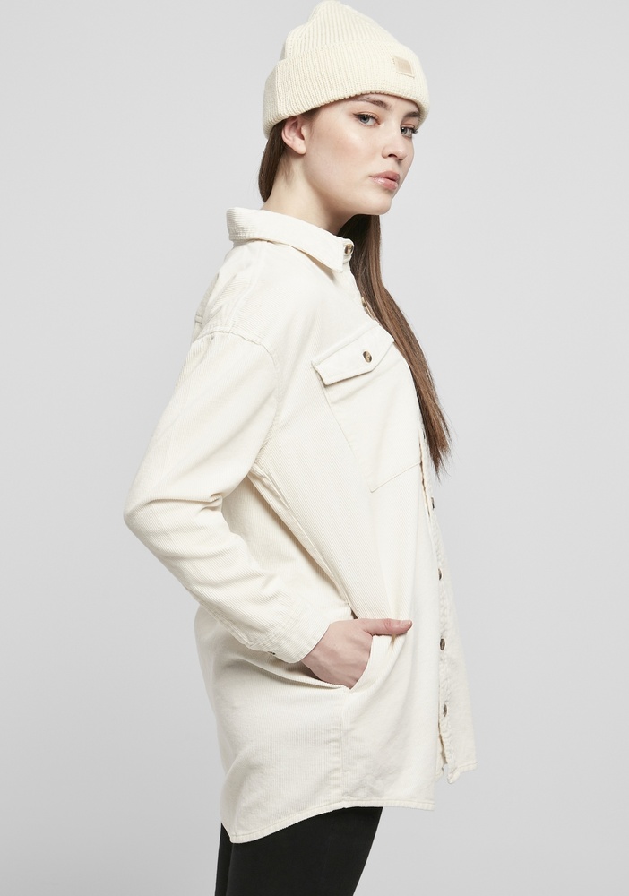 UrbanClassicsDamenJackeLadiesLongCorduroyOvershirtWhitesand-3XL