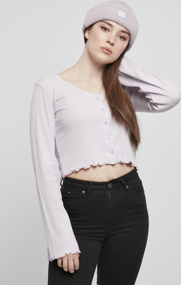 UrbanClassicsDamenCardiganLadiesCroppedRibCardiganSoftlilac-3XL
