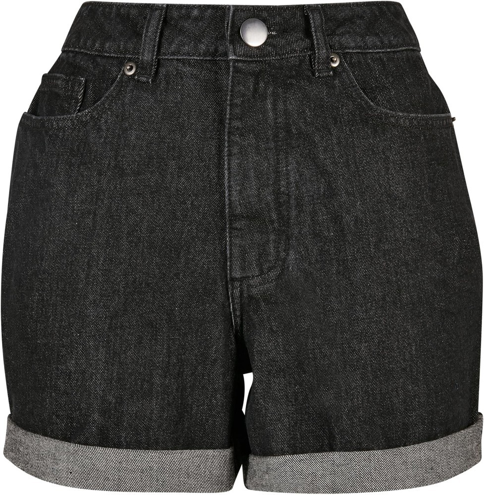 UrbanClassicsDamenLadiesHighWaistBoyfriendShortsBlackWashed-26