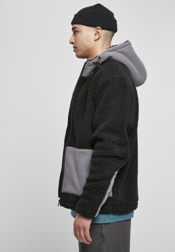 UrbanClassicsJackeHoodedSherpaJacketBlackAsphalt