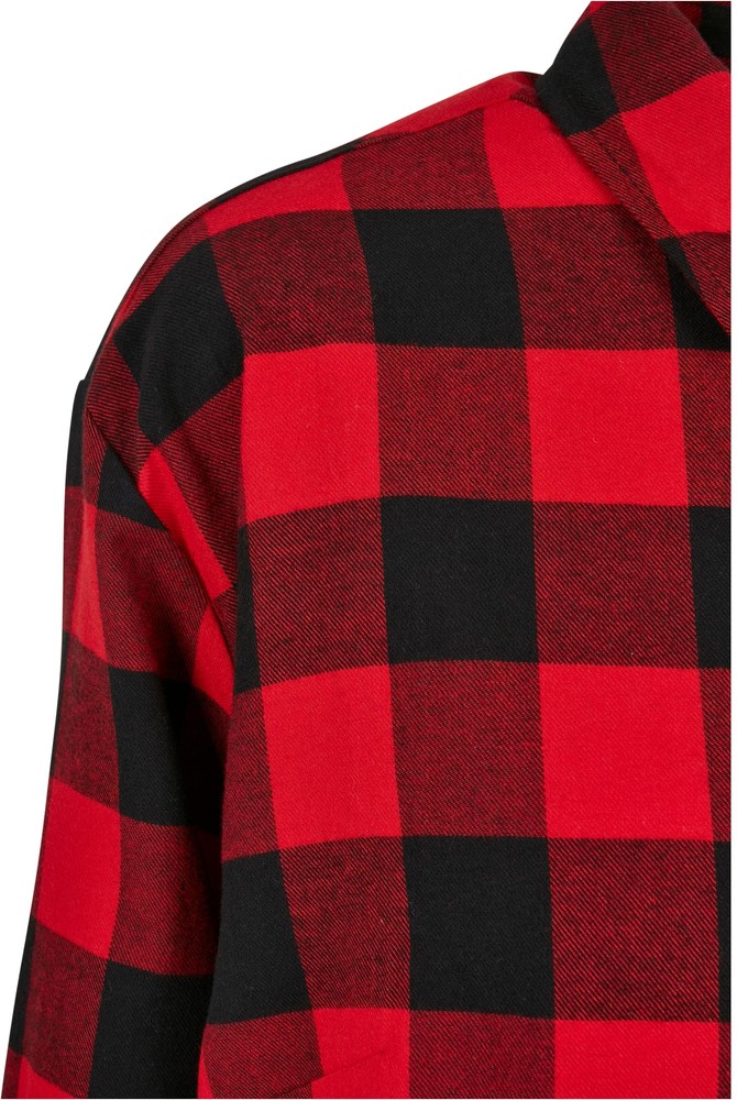UrbanClassicsDamenKleidLadiesOversizedCheckFlannelShirtDressBlackRed