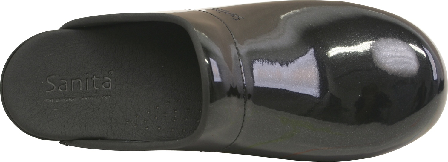 SanitaDamenOffenerClogOriginal-MetallicPatentOpenBlack