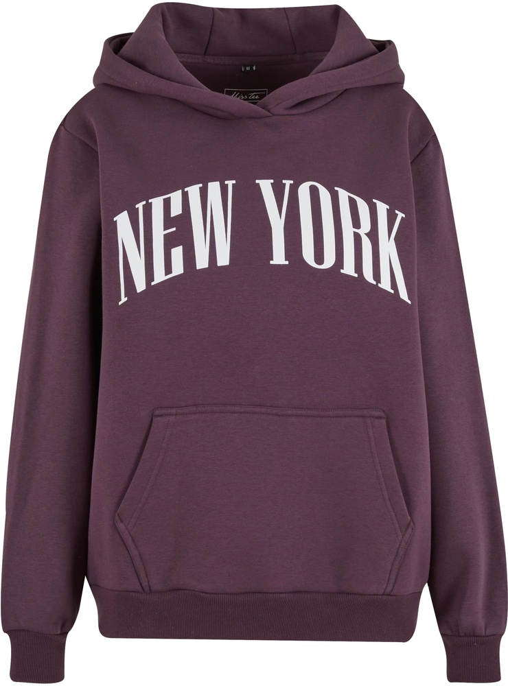 MisterTeeDamenNewYorkLadiesFluffyHoodyMST239Plumpurple-3XL
