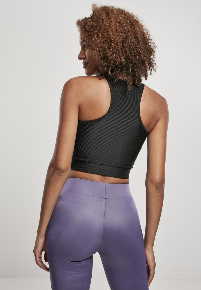 UrbanClassicsDamenTopLadiesCroppedShinyRibTopBlack