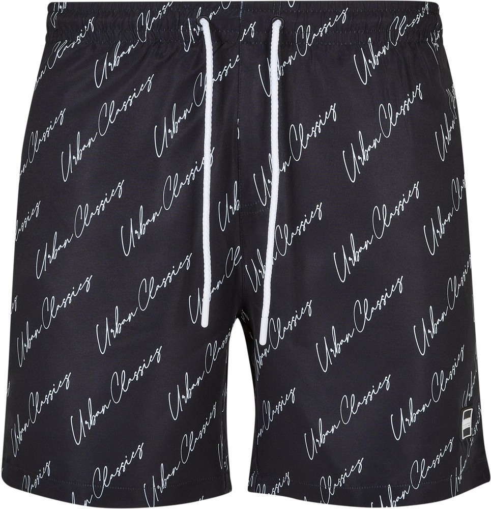 UrbanClassicsPatternSwimShortsBlackscriptlogo-3XL