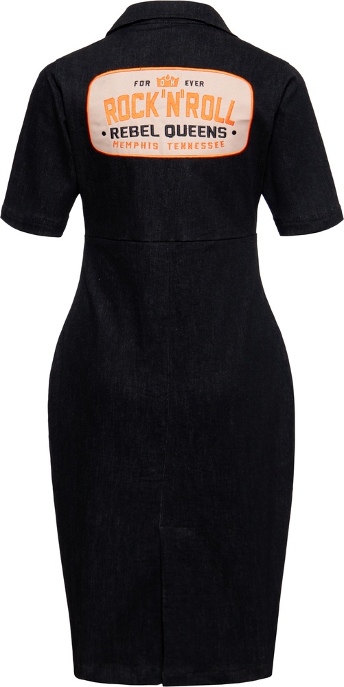 QueenKerosinDamenRetroDenimPencilKleidMitKnpfeRocknRollRebelQueensQKU460311