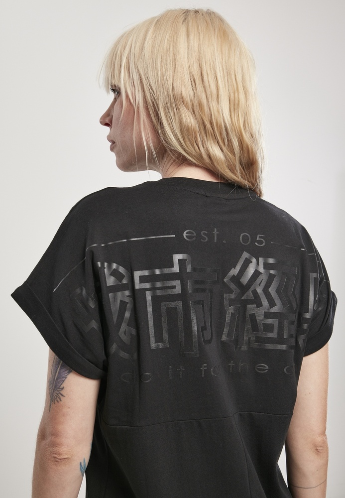 UrbanClassicsDamenKleidLadiesCutOnSleevePrintedTeeDressBlackBlack