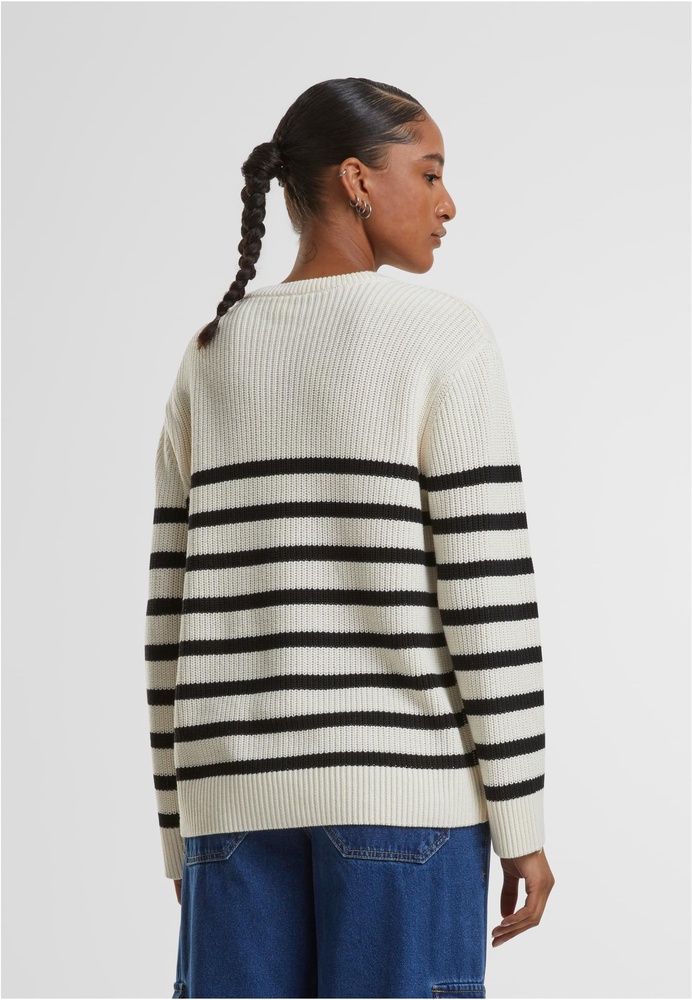 UrbanClassicsDamenLadiesRibStripedSweaterTB6895WhitesandBlack-3XL