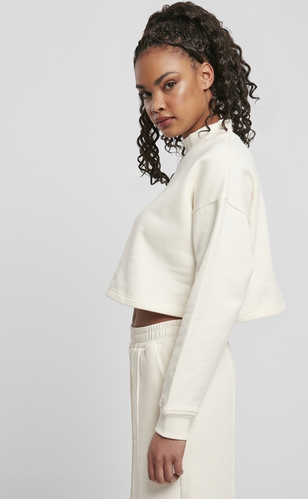 UrbanClassicsDamenSweatshirtLadiesCroppedOversizedSweatHighNeckCrewWhitesand-3XL