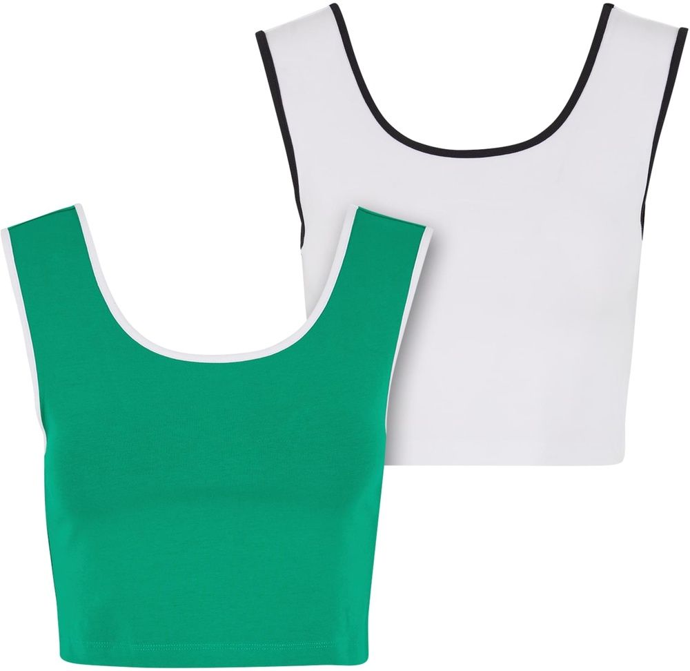 UrbanClassicsDamenLadiesContrastCroppedTopTB7486AFroggreenWhite-3XL