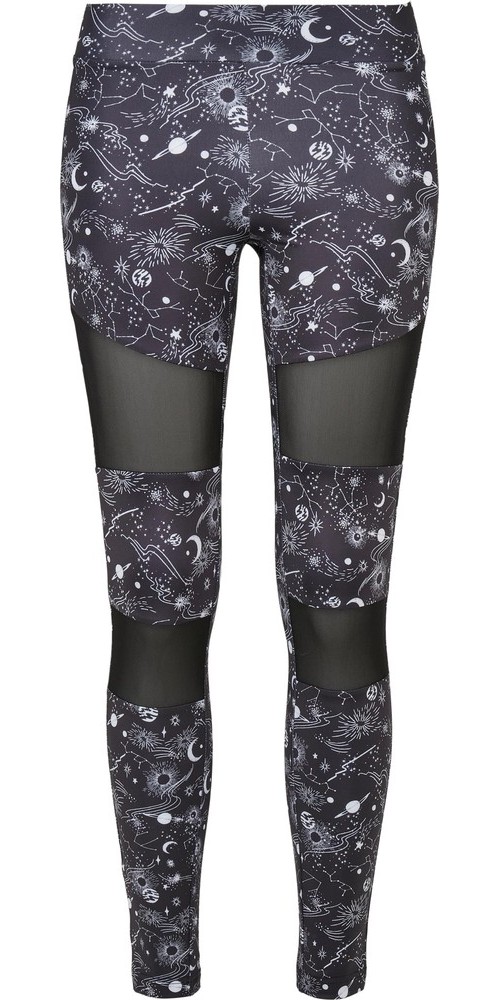 UrbanClassicsDamenLadiesTechMeshAOPLeggingsBlackuniverse-3XL