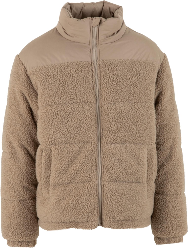 UrbanClassicsSteppjackeFabricMixTeddyPufferJacketTB7940Darktaupe-3XL