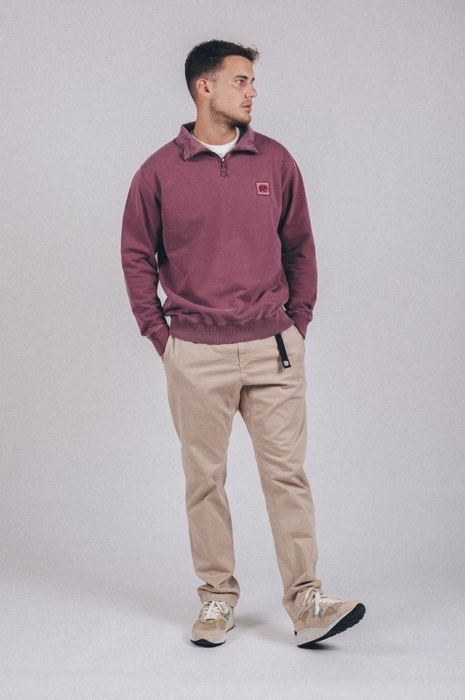 TrendsplantSweaterSauceLoopbackPigmentDyedHalfZipSweaterGarnachaRed