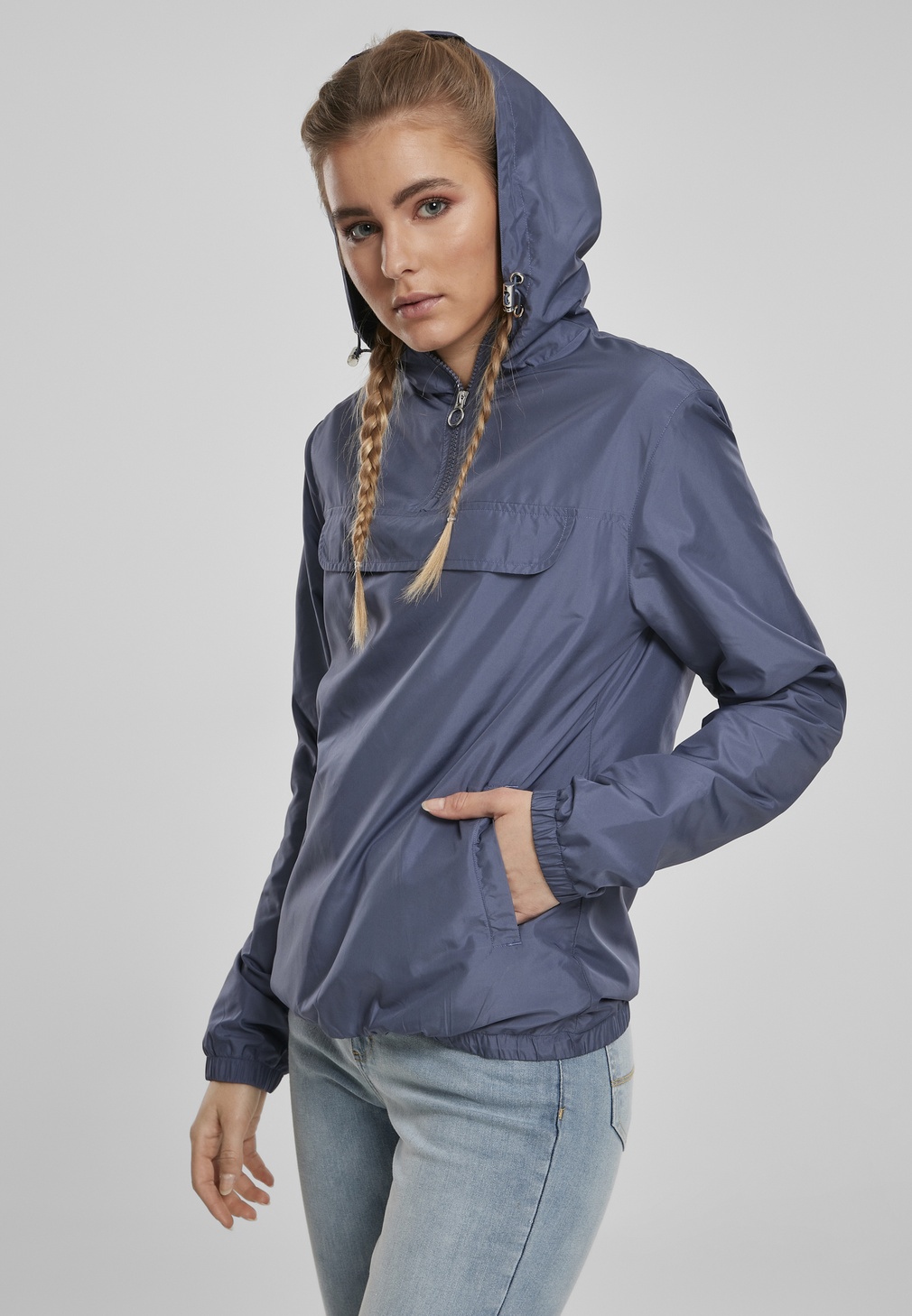 UrbanClassicsDamenPulloverLadiesBasicPullOverJacketVintageblue-L