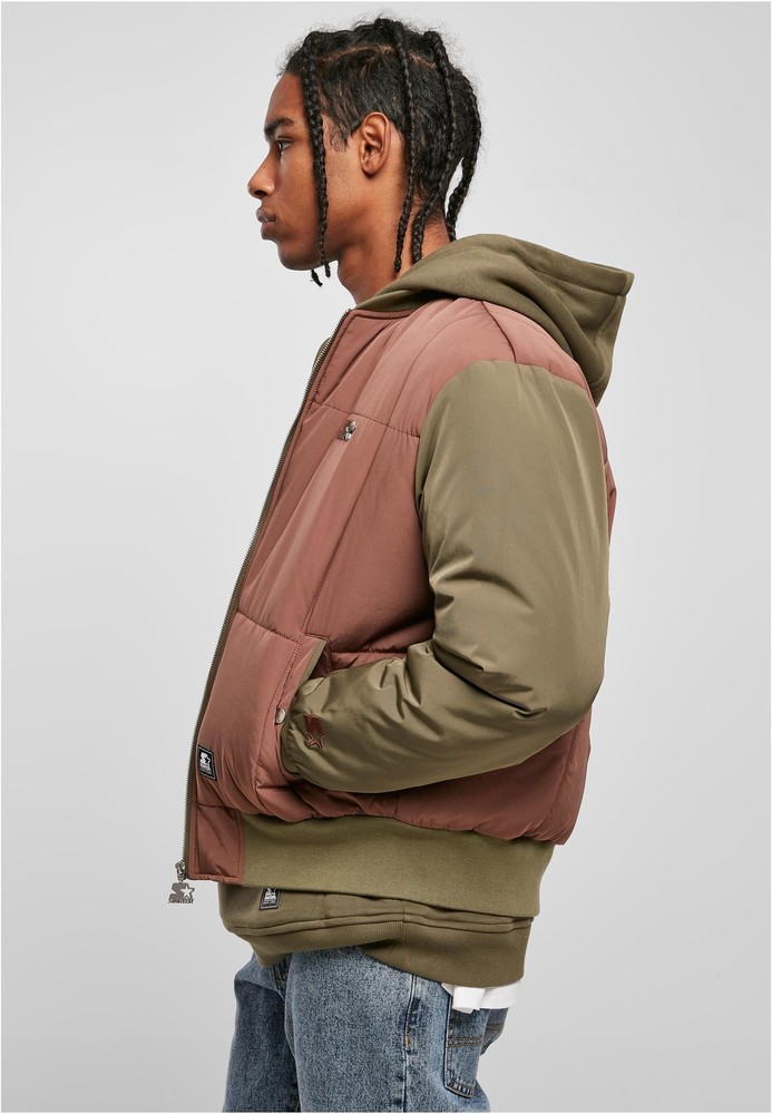 StarterBlackLabelJackeQuiltedBomberJacketBarkDarkolive